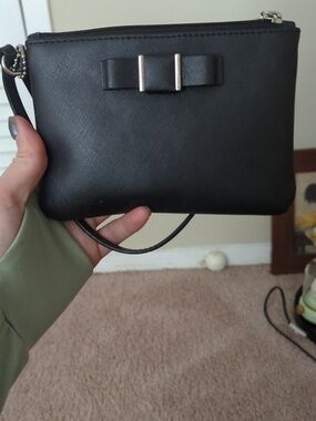 Coach Black Bow Accent Wristlet Pouch